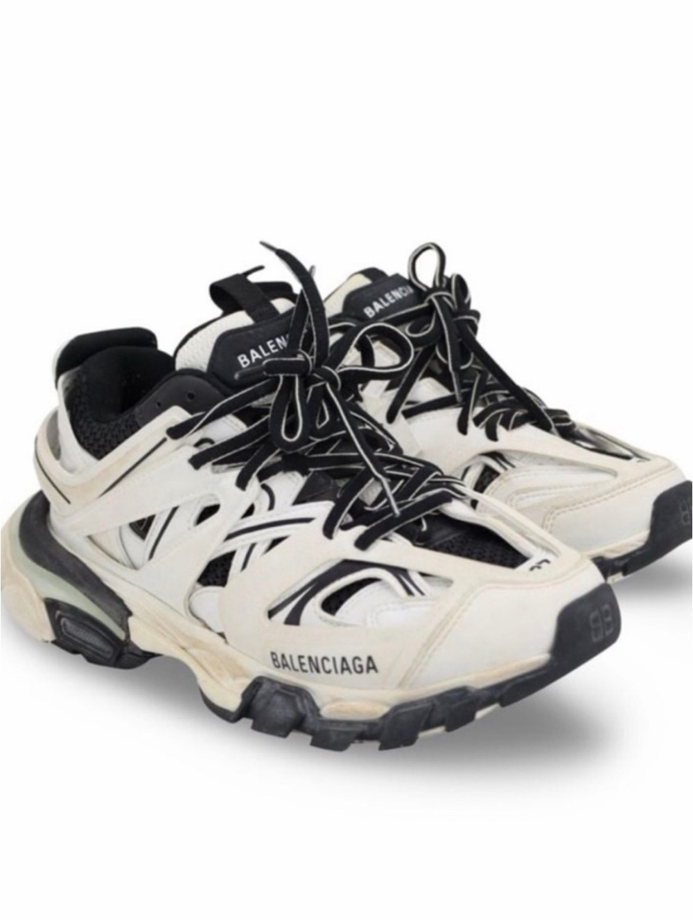 Balenciaga Track Sneakers, White/Black +Extra Shoe Laces Size EU34 US4 EXCELLENT